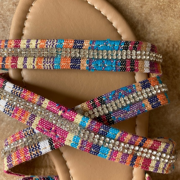 Coulour Plaid Rhinestone Misk Sandals Girls Sz 12 - Picture 4 of 6